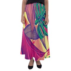 Monstera Tropical Design Beach Flared Maxi Skirt