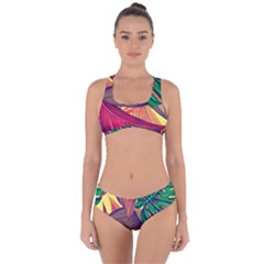 Monstera Tropical Design Beach Criss Cross Bikini Set