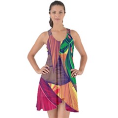 Monstera Tropical Design Beach Show Some Back Chiffon Dress