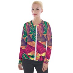 Monstera Tropical Design Beach Velvet Zip Up Jacket by Jancukart