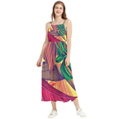 Monstera Tropical Design Beach Boho Sleeveless Summer Dress