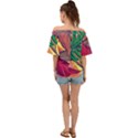 Monstera Tropical Design Beach Off Shoulder Short Sleeve Top View2