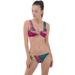 Monstera Tropical Design Beach Ring Detail Crop Bikini Set