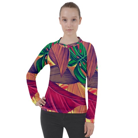 Monstera Tropical Design Beach Women s Pique Long Sleeve Tee by Jancukart