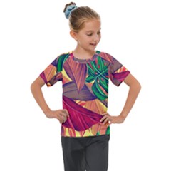 Monstera Tropical Design Beach Kids  Mesh Piece Tee