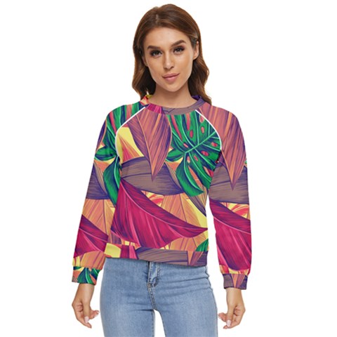 Monstera Tropical Design Beach Women s Long Sleeve Raglan Tee by Jancukart