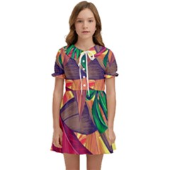 Monstera Tropical Design Beach Kids  Sweet Collar Dress