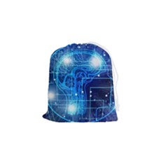 Artificial Intelligence Brain Think Art Drawstring Pouch (small)