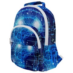 Artificial Intelligence Brain Think Art Rounded Multi Pocket Backpack by Jancukart