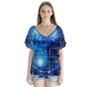 Artificial Intelligence Brain Think Art V-Neck Flutter Sleeve Top View1