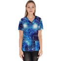 Artificial Intelligence Brain Think Art Women s V-Neck Scrub Top View1