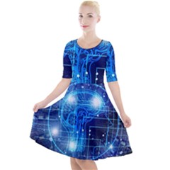 Artificial Intelligence Brain Think Art Quarter Sleeve A-line Dress