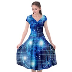 Artificial Intelligence Brain Think Art Cap Sleeve Wrap Front Dress