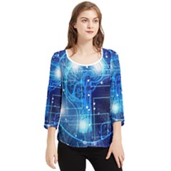 Artificial Intelligence Brain Think Art Chiffon Quarter Sleeve Blouse