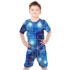 Artificial Intelligence Brain Think Art Kids  Tee And Shorts Set