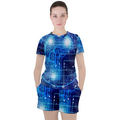 Artificial Intelligence Brain Think Art Women s Tee And Shorts Set by Jancukart