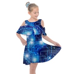 Artificial Intelligence Brain Think Art Kids  Shoulder Cutout Chiffon Dress