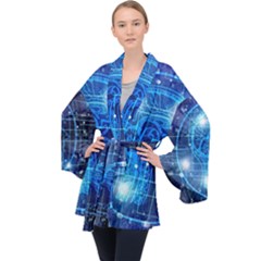 Artificial Intelligence Brain Think Art Long Sleeve Velvet Kimono 