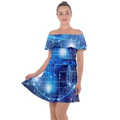 Artificial Intelligence Brain Think Art Off Shoulder Velour Dress by Jancukart