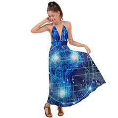 Artificial Intelligence Brain Think Art Backless Maxi Beach Dress