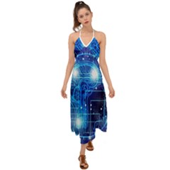 Artificial Intelligence Brain Think Art Halter Tie Back Dress 