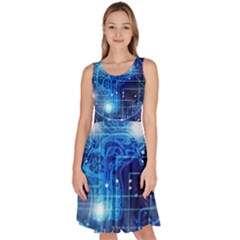 Artificial Intelligence Brain Think Art Knee Length Skater Dress With Pockets