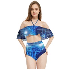 Artificial Intelligence Brain Think Art Halter Flowy Bikini Set  by Jancukart