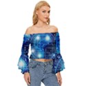 Artificial Intelligence Brain Think Art Off Shoulder Flutter Bell Sleeve Top View3