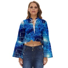 Artificial Intelligence Brain Think Art Boho Long Bell Sleeve Top by Jancukart