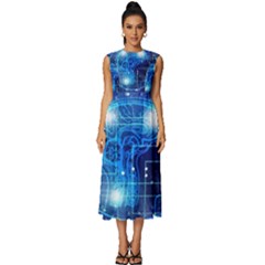 Artificial Intelligence Brain Think Art Sleeveless Round Neck Midi Dress