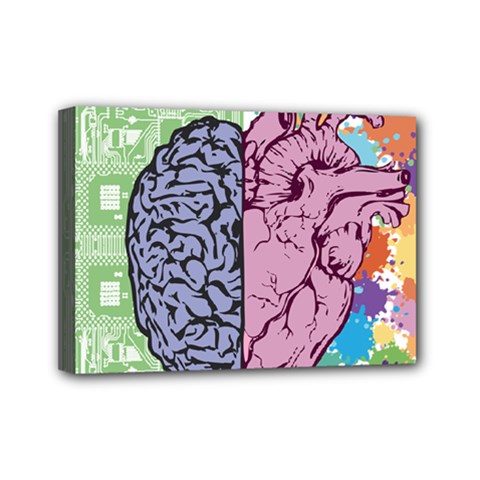 Brain Heart Balance Emotion Art Mini Canvas 7  X 5  (stretched)