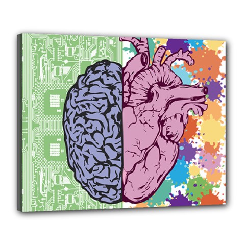 Brain Heart Balance Emotion Art Canvas 20  X 16  (stretched) by Jancukart