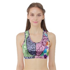 Brain Heart Balance Emotion Art Sports Bra With Border