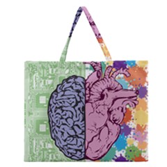 Brain Heart Balance Emotion Art Zipper Large Tote Bag