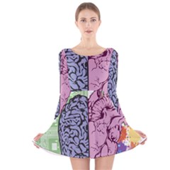 Brain Heart Balance Emotion Art Long Sleeve Velvet Skater Dress