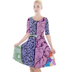 Brain Heart Balance Emotion Art Quarter Sleeve A-line Dress