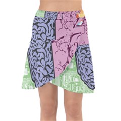 Brain Heart Balance Emotion Art Wrap Front Skirt