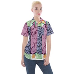 Brain Heart Balance Emotion Art Women s Short Sleeve Pocket Shirt