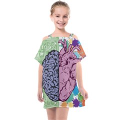 Brain Heart Balance Emotion Art Kids  One Piece Chiffon Dress by Jancukart