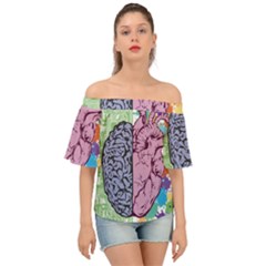 Brain Heart Balance Emotion Art Off Shoulder Short Sleeve Top