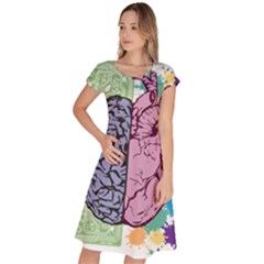 Brain Heart Balance Emotion Art Classic Short Sleeve Dress