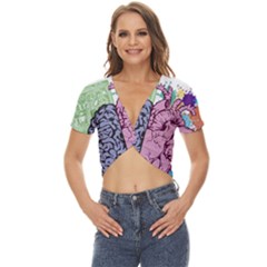 Brain Heart Balance Emotion Art Twist Front Crop Top