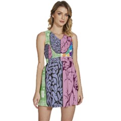 Brain Heart Balance Emotion Art Sleeveless High Waist Mini Dress