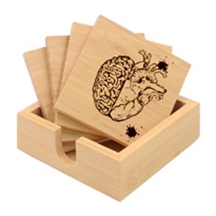 Brain Heart Balance Emotion Art Bamboo Coaster Set