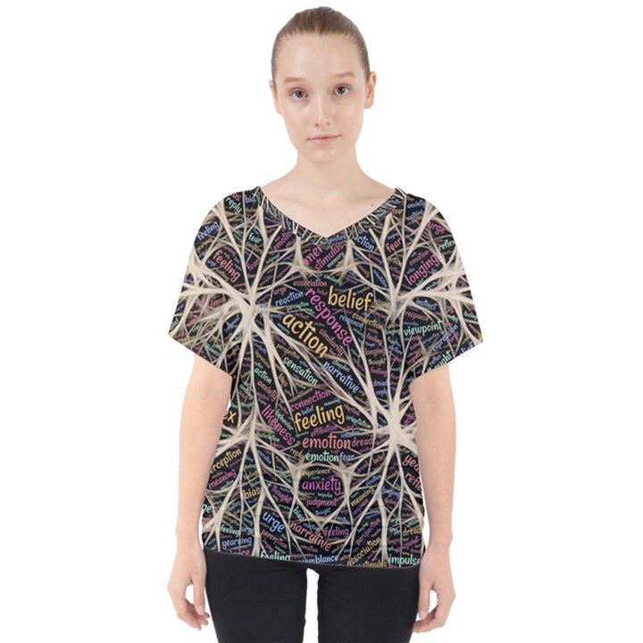 Mental Human Experience Mindset Art V-Neck Dolman Drape Top