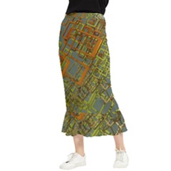 Art 3d Windows Modeling Dimension Maxi Fishtail Chiffon Skirt