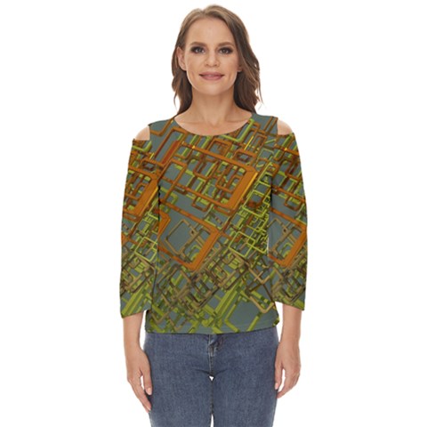 Art 3d Windows Modeling Dimension Cut Out Wide Sleeve Top by Ravend