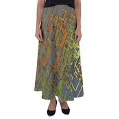 Art 3d Windows Modeling Dimension Flared Maxi Skirt by Ravend