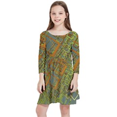 Art 3d Windows Modeling Dimension Kids  Quarter Sleeve Skater Dress by Ravend