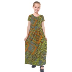 Art 3d Windows Modeling Dimension Kids  Short Sleeve Maxi Dress by Ravend